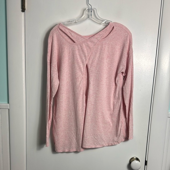Lululemon Back Into It Long Sleeve Shirt Heathered Pink Puff Pima Cotton - Picture 3 of 6
